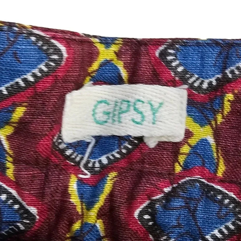 Gipsy Brand Skirt Womens Size Medium Red Blue Retro Mini Skater Boho